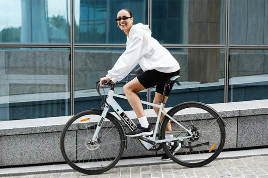 VARUN electric bike rider enjoying freedom on a sunny city ride